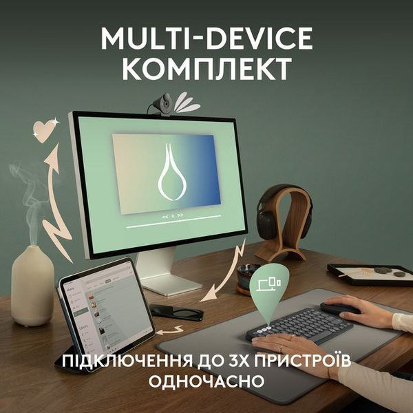 Комплект (клавиатура, мышь) беспроводной Logitech Pebble 2 Combo Graphite (920-012239) DC479771 фото