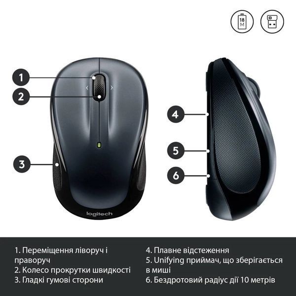 Миша бездротова Logitech M325s Dark Silver (910-006812) DC441405 фото