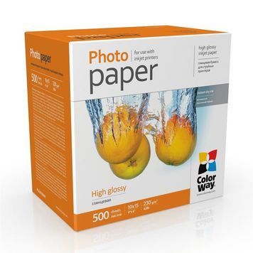 Фотопапір ColorWay глянцевий 230г/м2 10x15см 500 арк. (PG2305004R) DC17514 фото