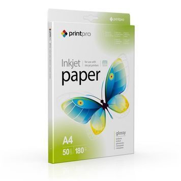 Фотопапiр PrintPro глянцевий 180г/м2 A4 50арк (PGE180050A4) DC41707 фото
