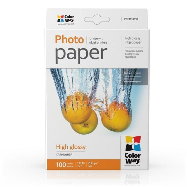 Фотопапір ColorWay глянцевий 200г/м2 13x18см 100 арк. (PG2001005R) DC45771 фото