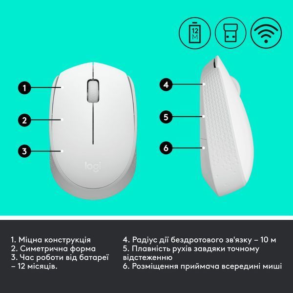 Миша бездротова Logitech M171 Off-White (910-006867) DC454012 фото